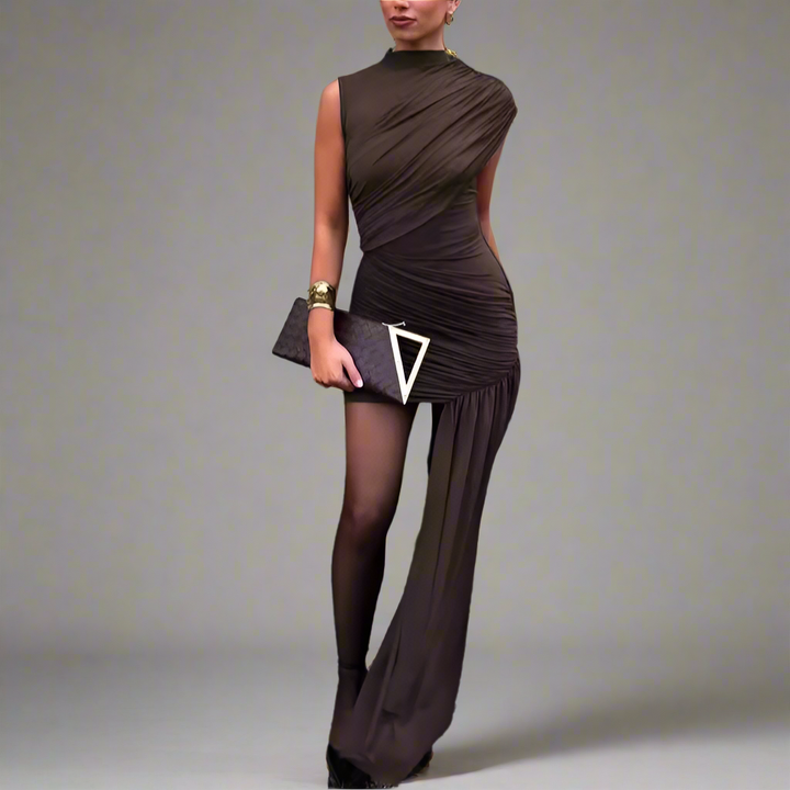 Irregular Ruched Mini Dress