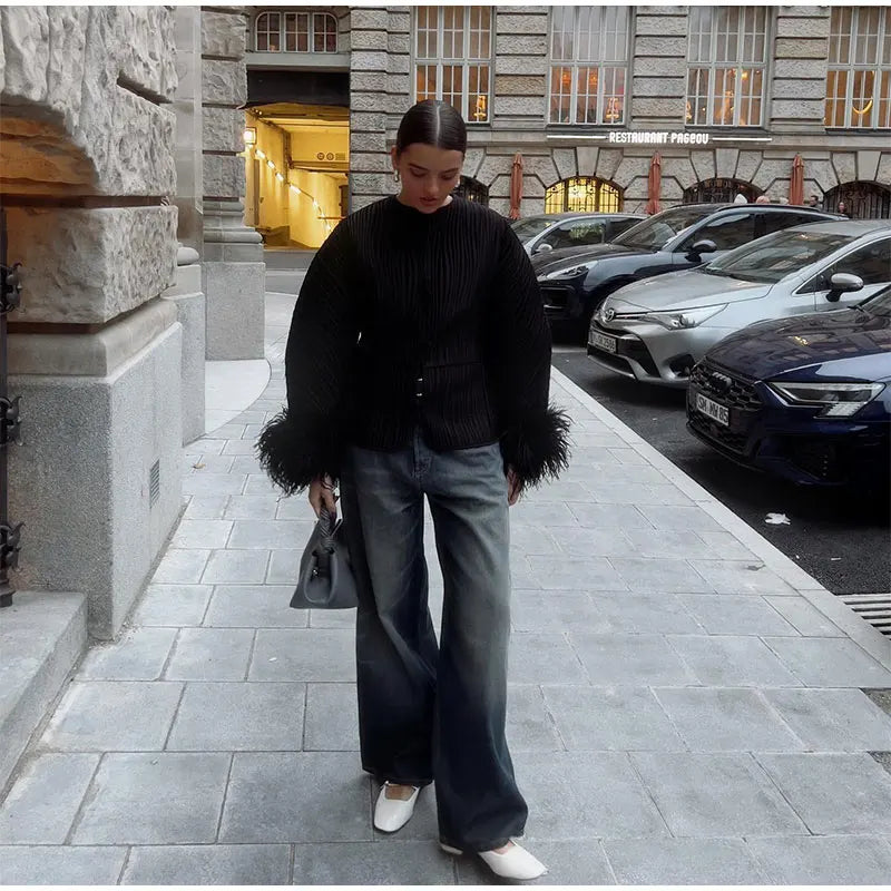 Alba Feather Cuffs Coat