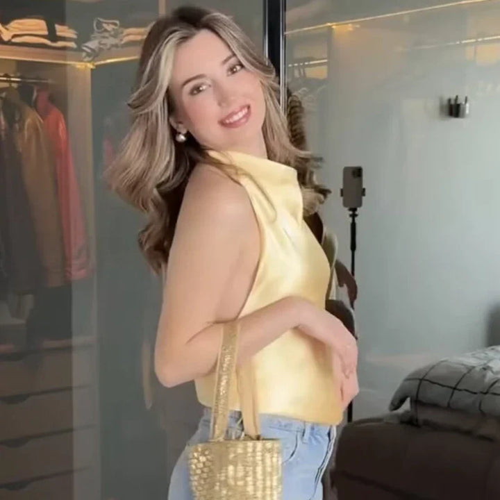 Women’s Satin Halter Corset Top