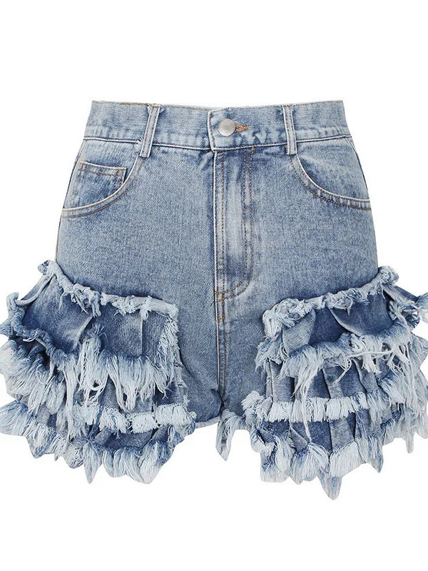 Ruffles Denim Shorts