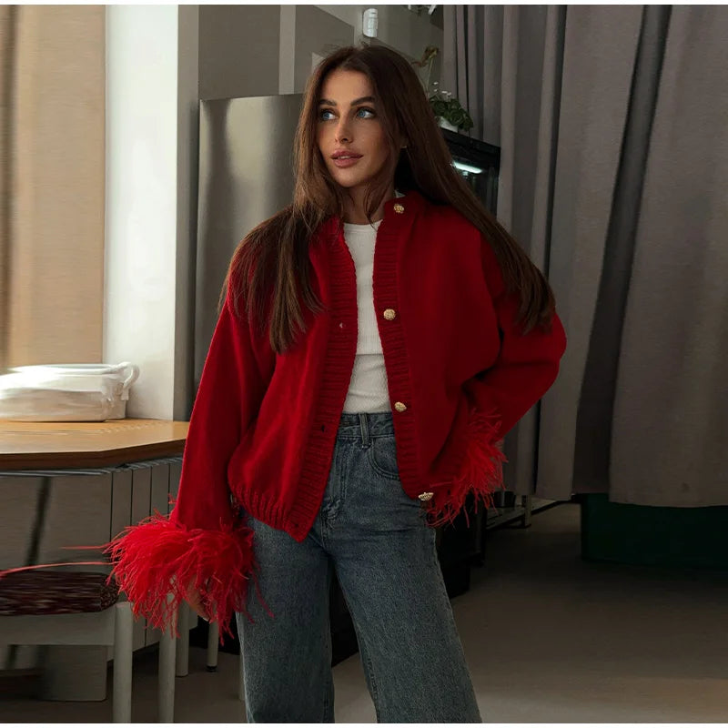 Alba Feather Cuffs Coat