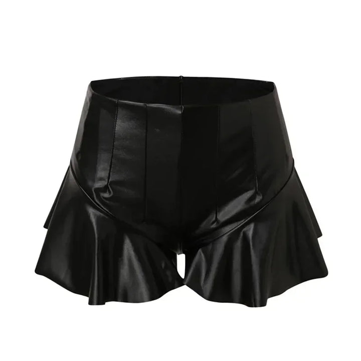Ruffle Leather Shorts