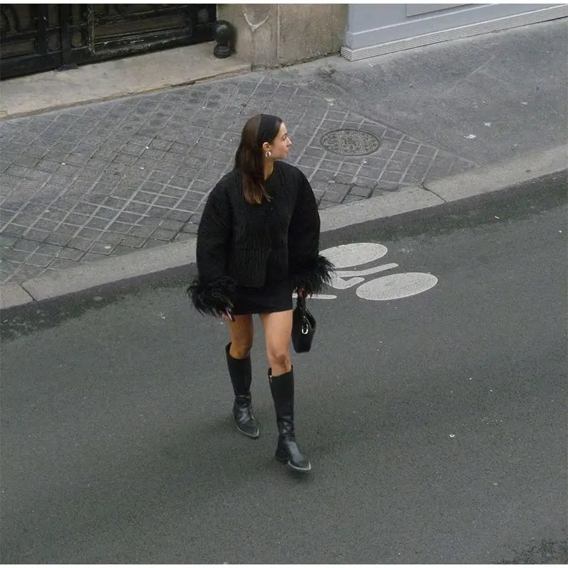 Alba Feather Cuffs Coat