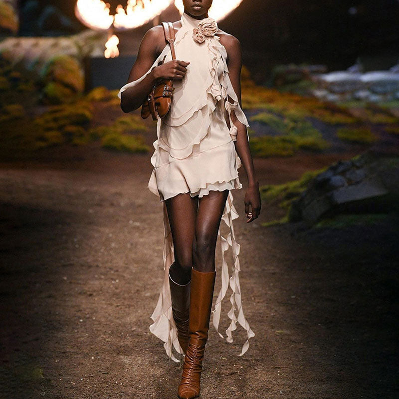 Asymmetric Mini Tiered Dress