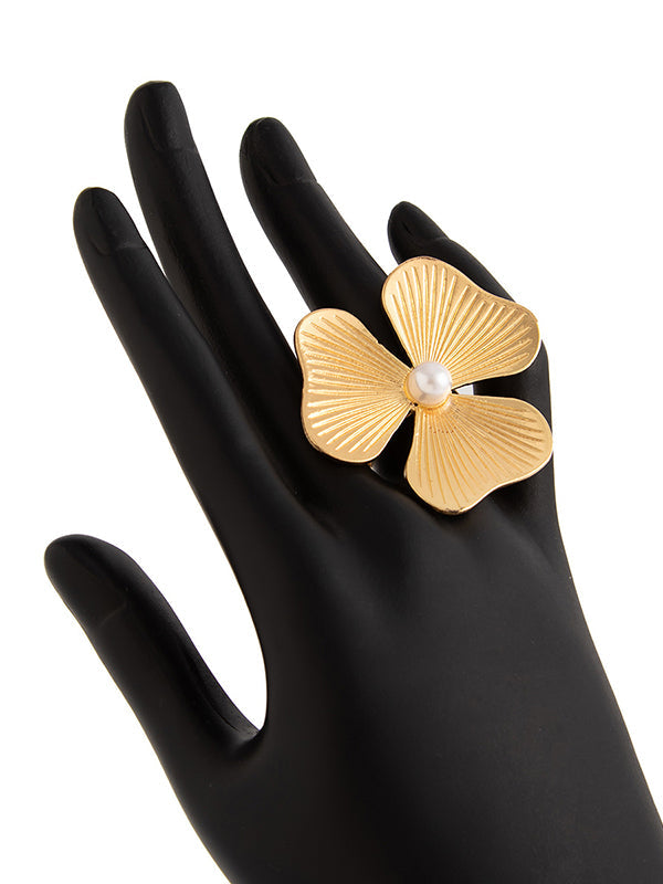 Flower Shape Pleated Shiny Rings Accessories